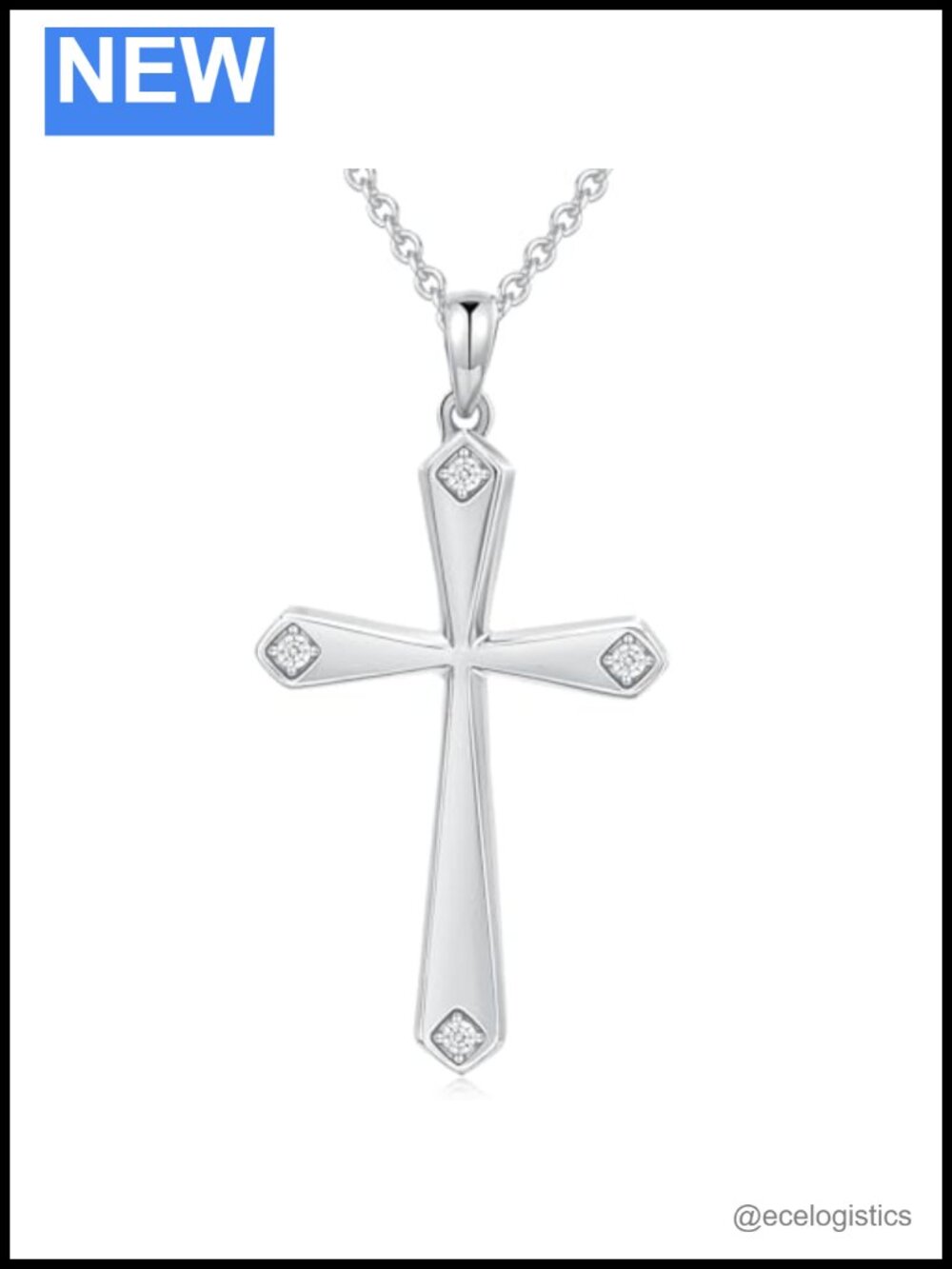 S925 Sterling Silver Cross Necklace 14K Gold Plated Pendant 18in Women